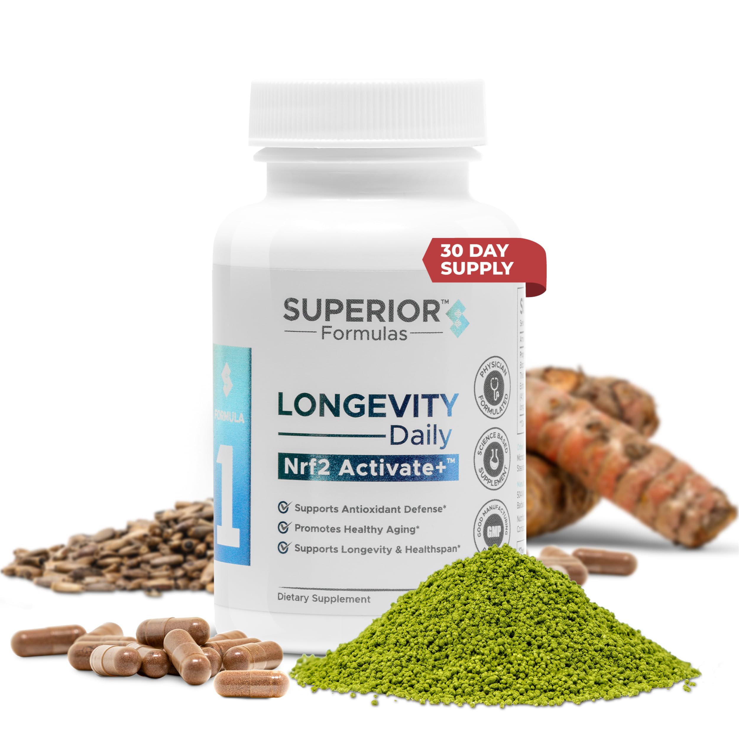 Bottle of Superior Formulas Nrf2 Activate+ 60-cap capsule supplement