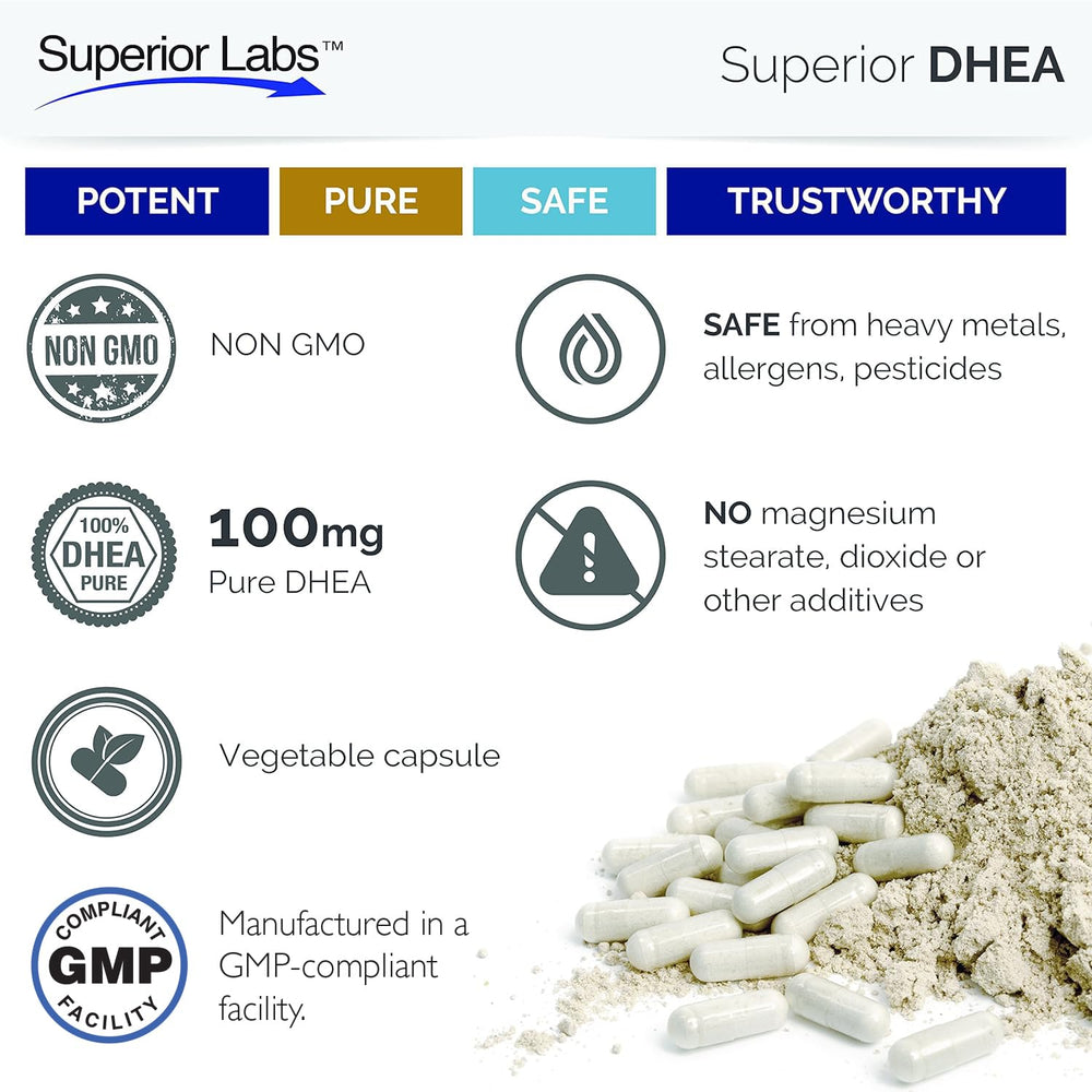 Quality testing and purity seal on DHEA bottle