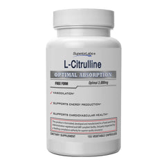 Superior Labs L-Citrulline bottle front shows non-GMO formula for pre-workout support