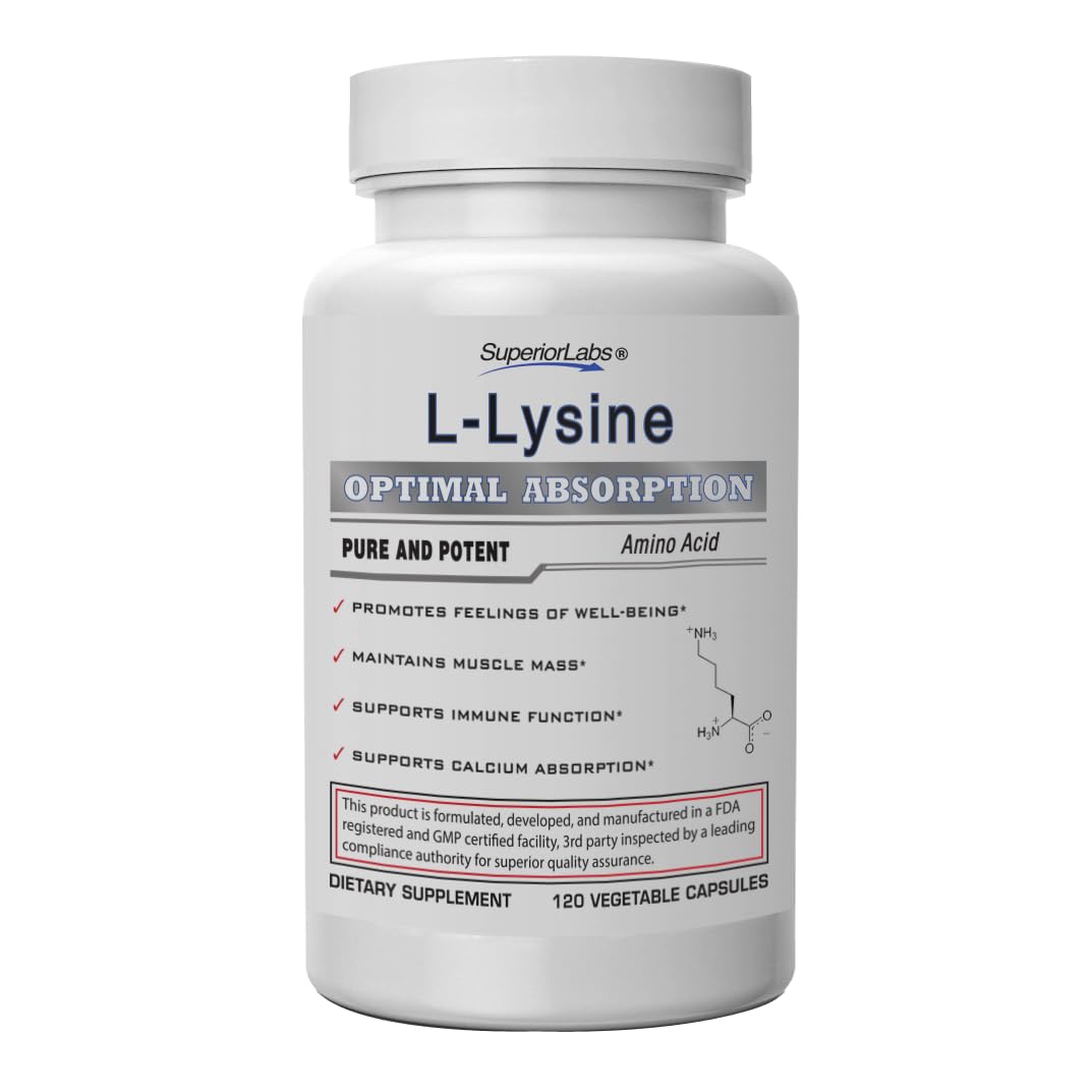 Bottled Superior Labs L-Lysine 500 mg – 120 capsules