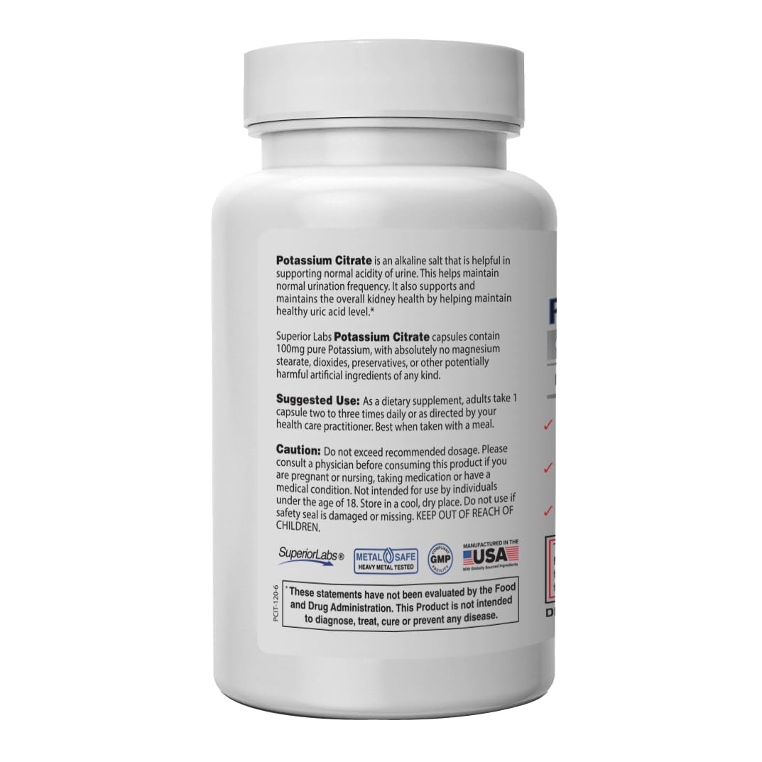 Close-up of potassium citrate 100 mg capsules
