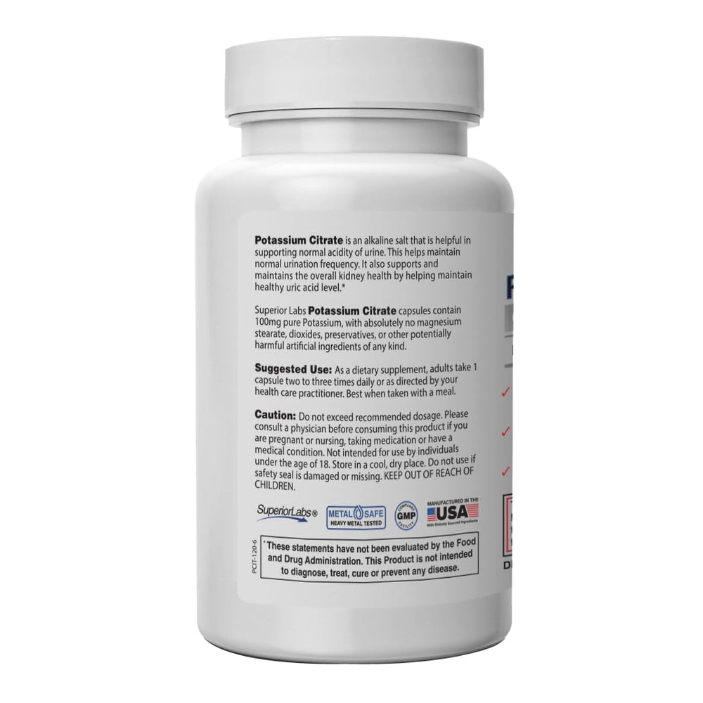 Close-up of potassium citrate 100 mg capsules