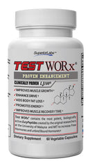 Superior Labs Test Worx bottle front shows bold branding and daily energy support