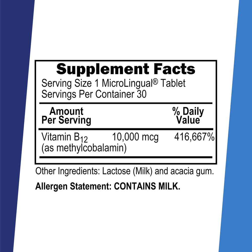 Close-up of a dissolvable Methylcobalamin B-12 tablet