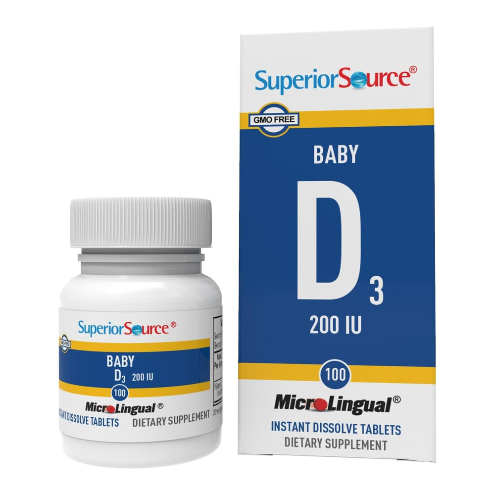 Front view of Superior Source Baby D3 microLingual tablets