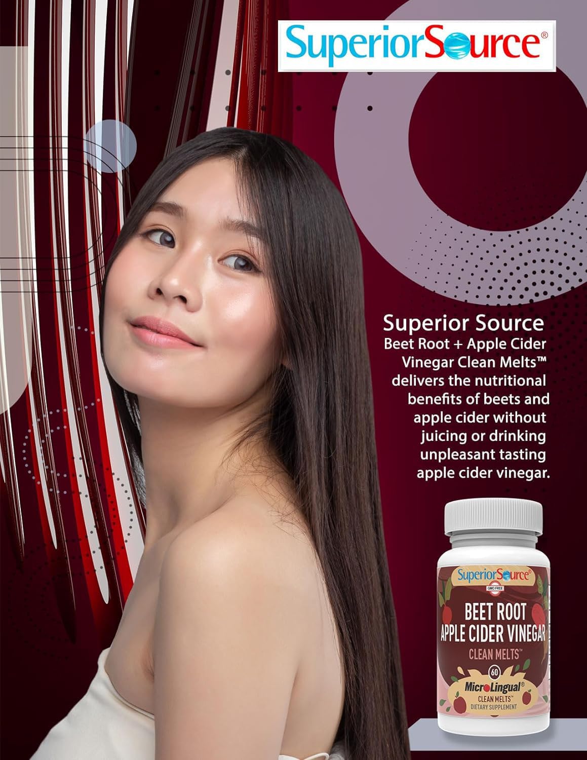 Superior Source bottle label view showing organic beet root and apple cider vinegar contents