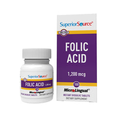 Hero image: Superior Source Folic Acid 1200 mcg dissolvable tablets