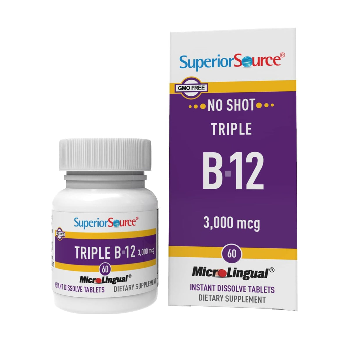 NO SHOT Triple B-12 3,000 mcg instant-dissolve tablet package
