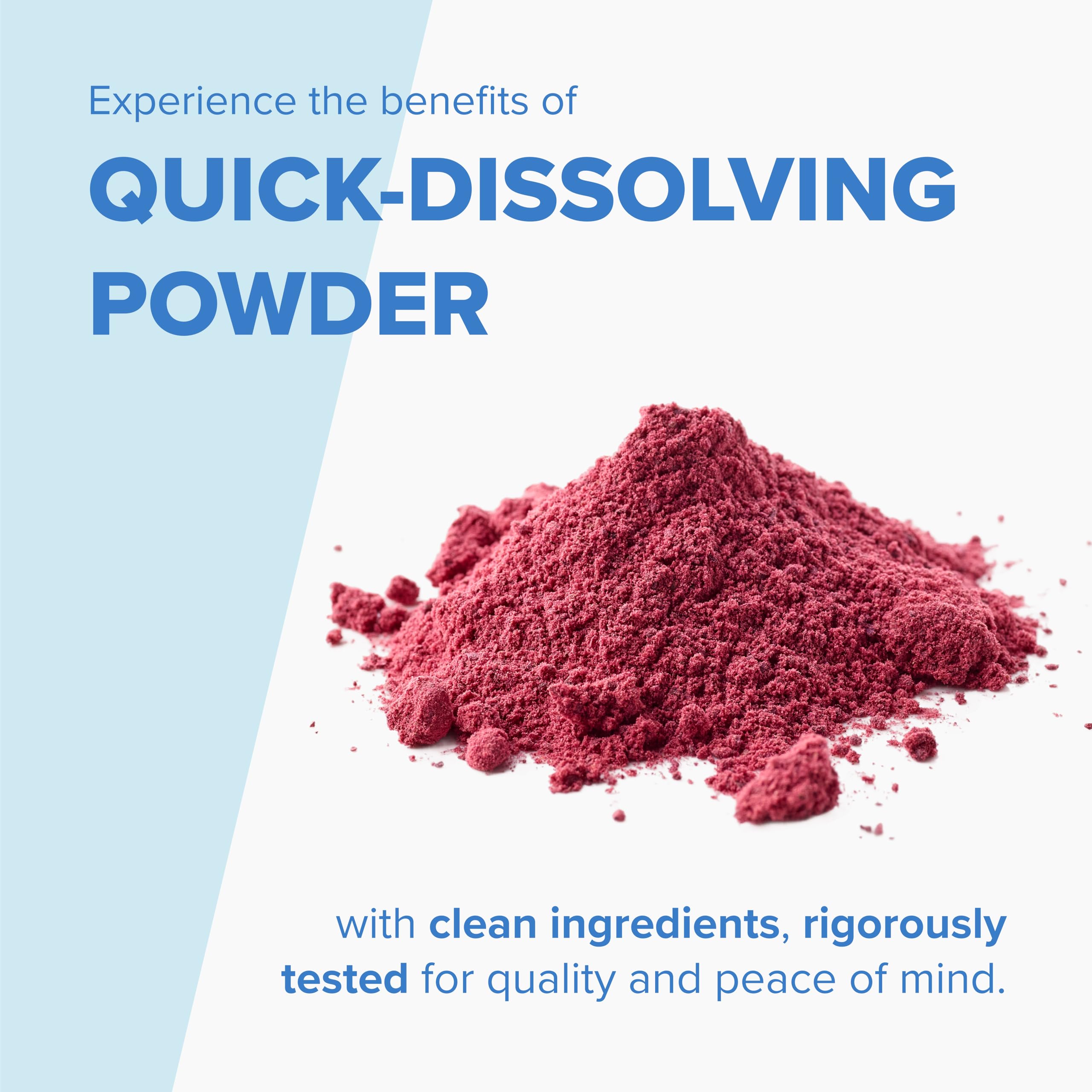 Superior Source powder texture close-up highlighting fine grind and easy mixing benefit