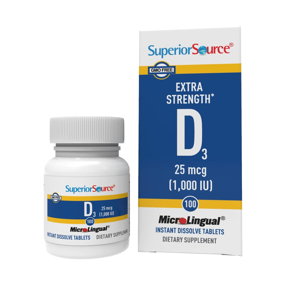 Product image: Superior Source Vitamin D3 1000 IU sublingual tablets.