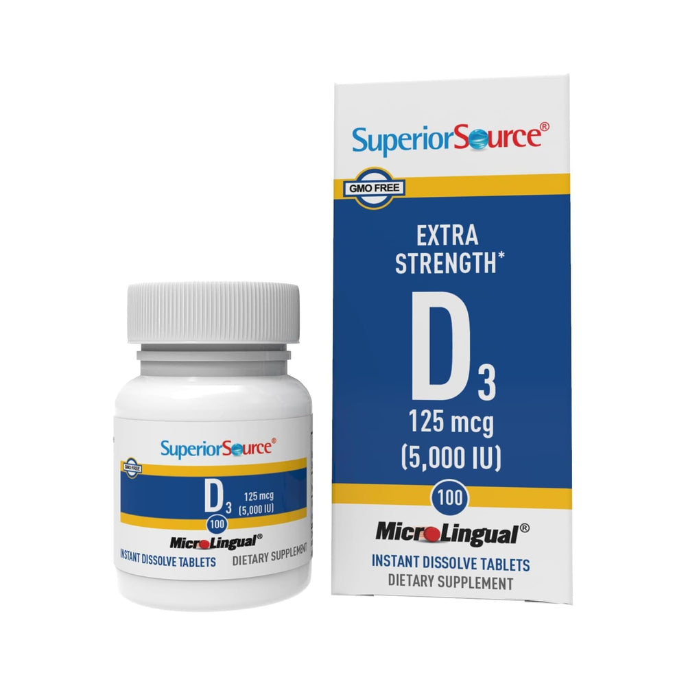 Vitamin D3 5000 IU sublingual tablet dissolving on the tongue