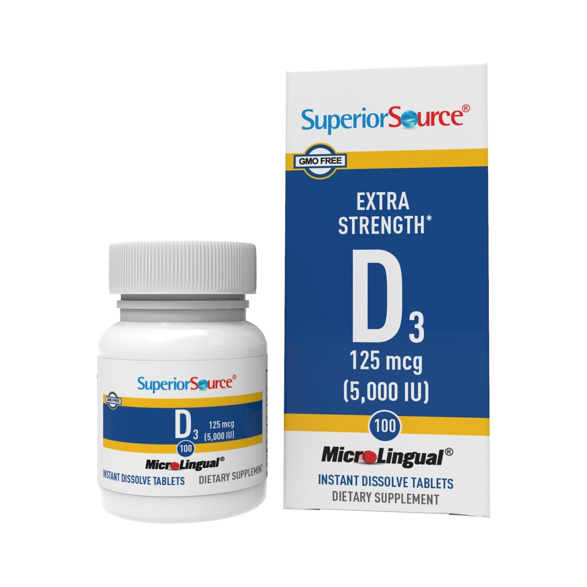 Vitamin D3 5000 IU sublingual tablet dissolving on the tongue