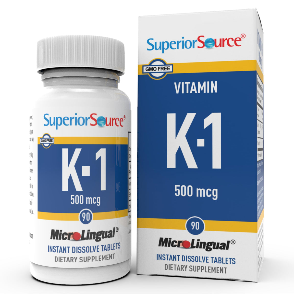 Bottle of Superior Source Vitamin K1 500 mcg microLingual tablets