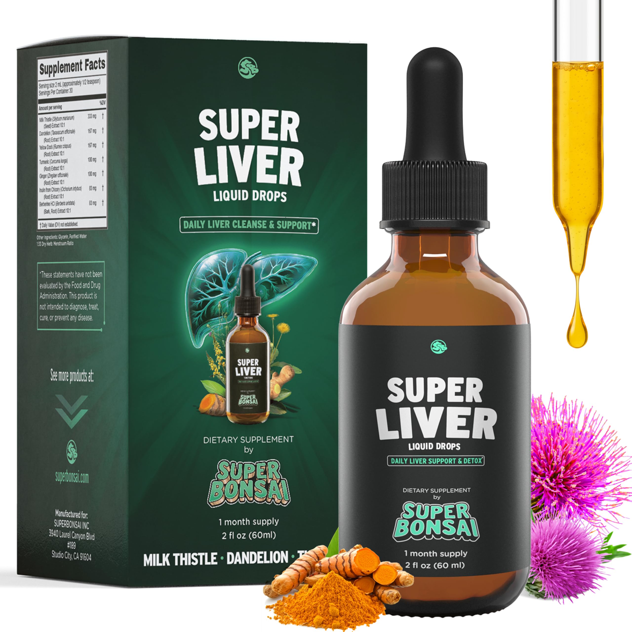 Super Liver liquid drop bottle featuring Milk Thistle