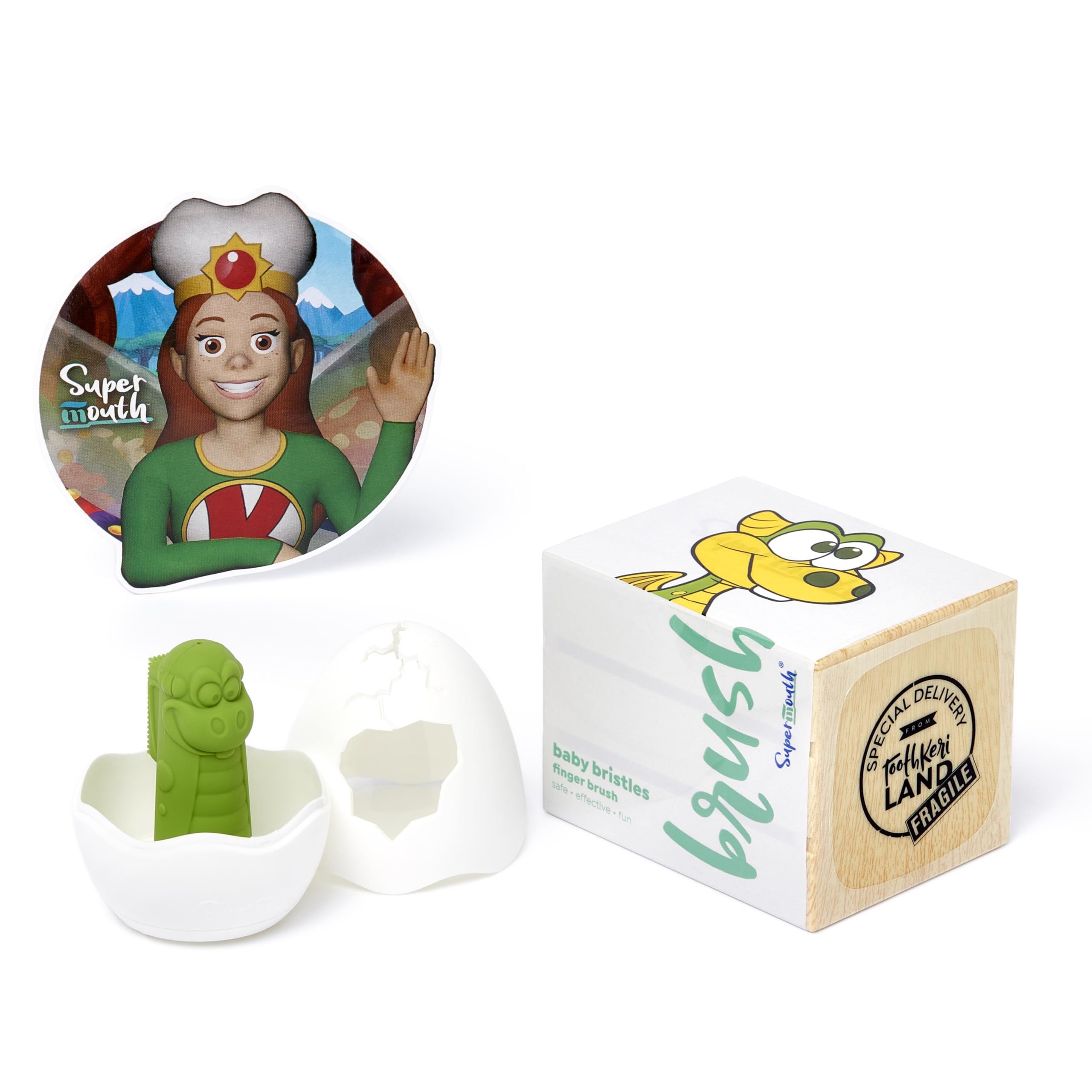 Soft silicone bristles on SuperMouth Bristles Baby Finger Brush