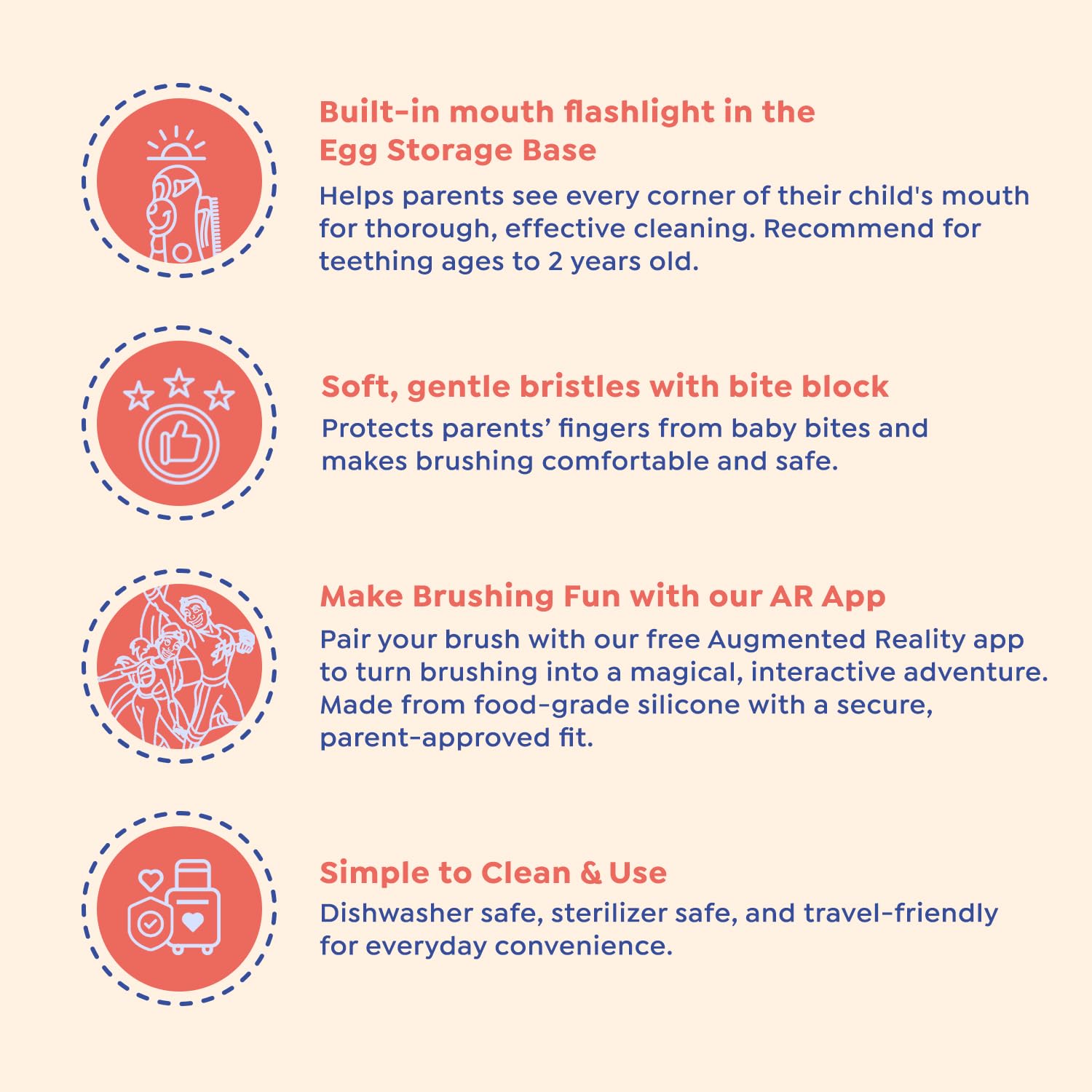 Built-in bite block for safer brushing