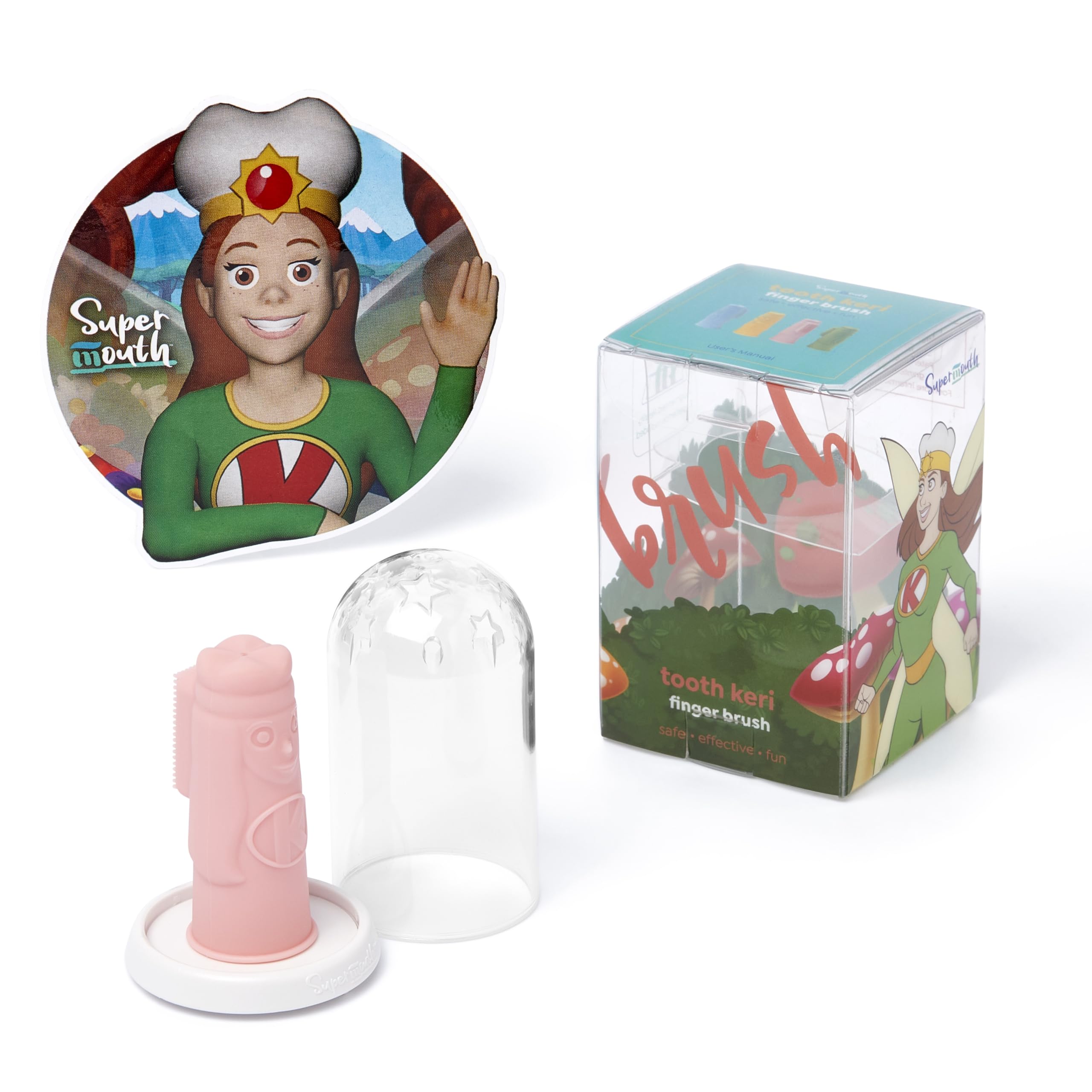 SuperMouth Tooth Keri baby finger brush with soft silicone bristles