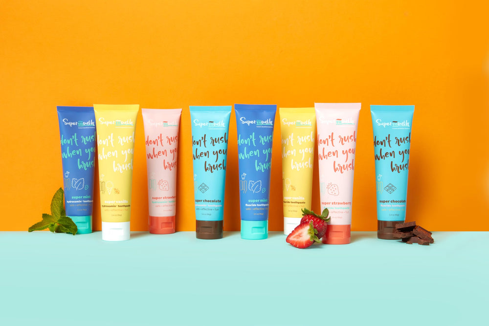 Creamy Strawberry flavor toothpaste packaging