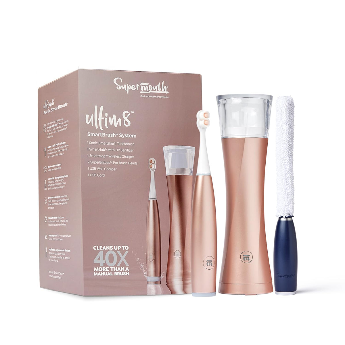 Front view of SuperMouth ULTIM8 Bundle in Rose Gold