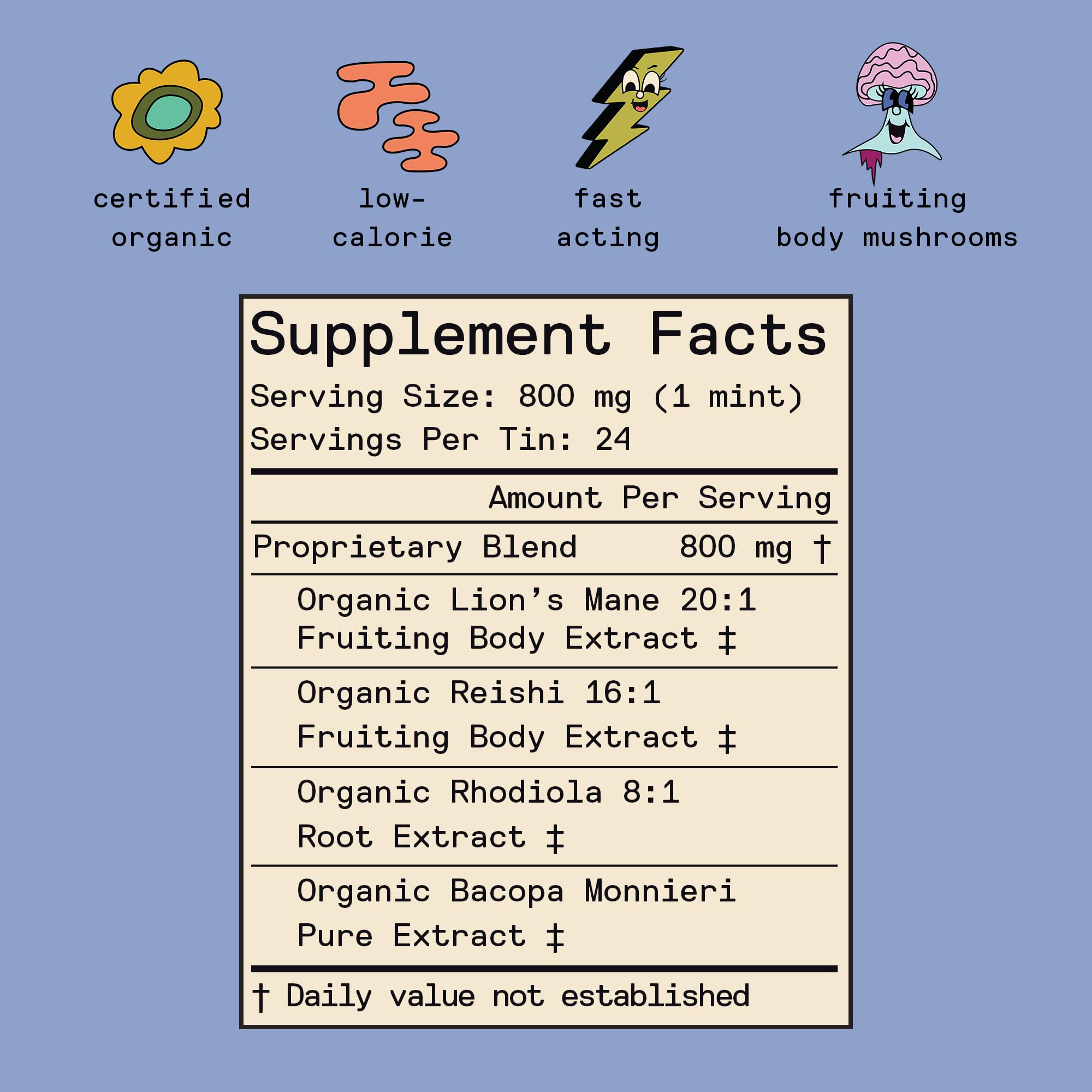 Stack of cool mint-flavored SuperMush mints