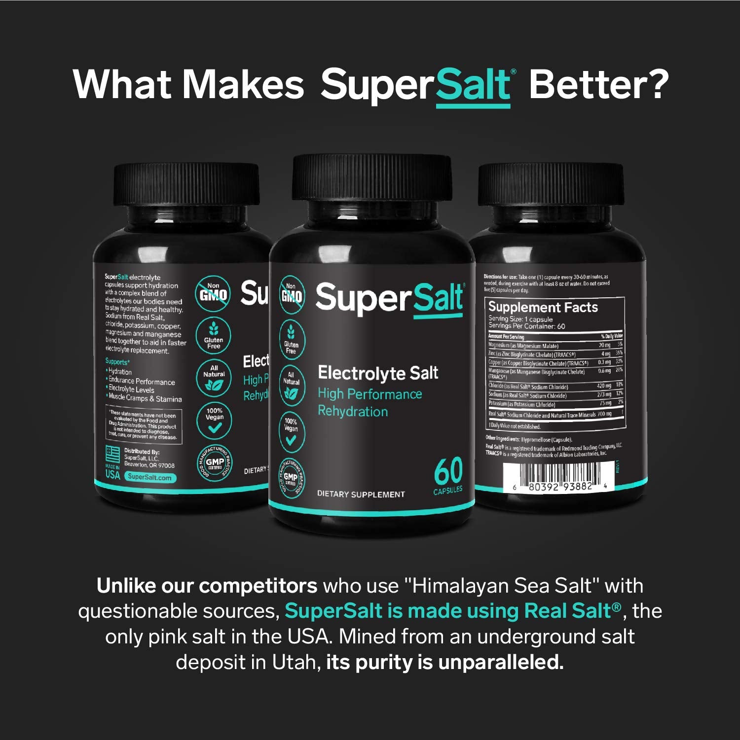 SuperSalt Keto Electrolyte Tablets dissolving in water showing quick hydration.