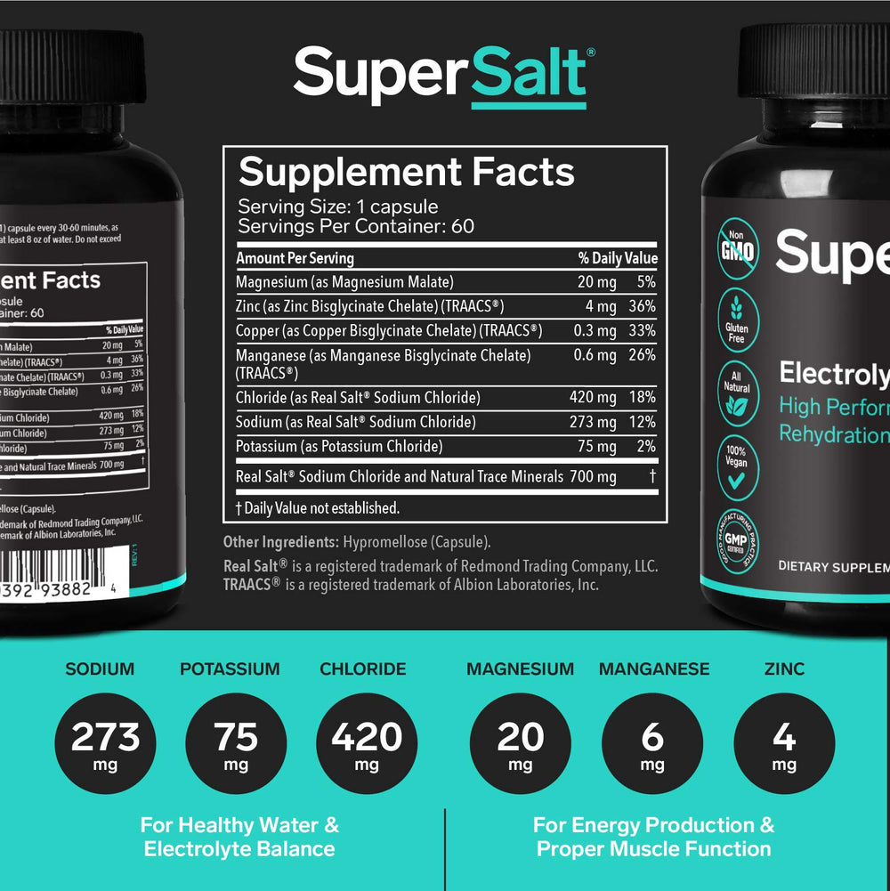 SuperSalt Keto Electrolyte Tablets packaging highlighting USA-made quality.