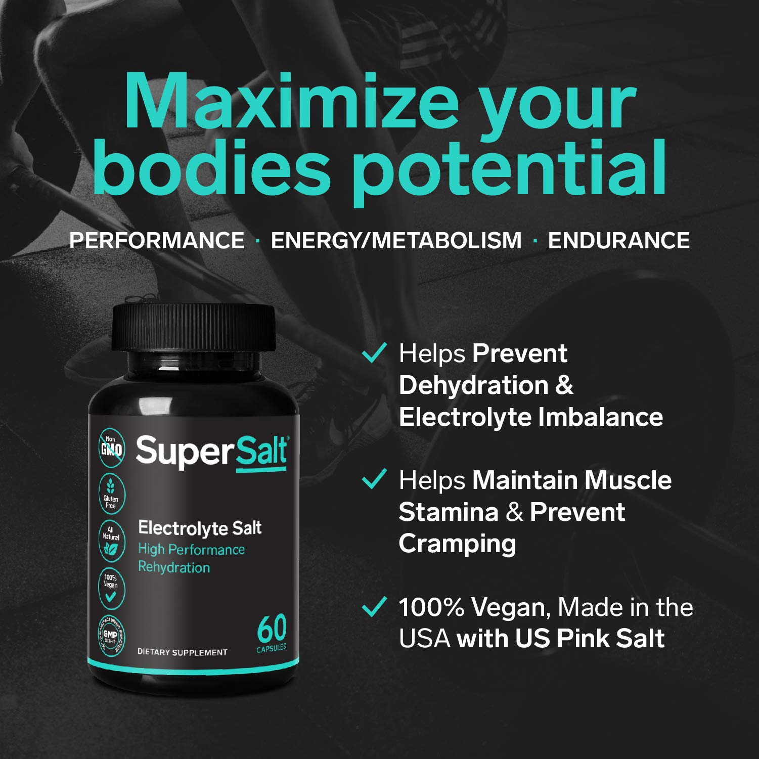 SuperSalt Keto Electrolyte Tablets in workout scene suggesting sustained energy.