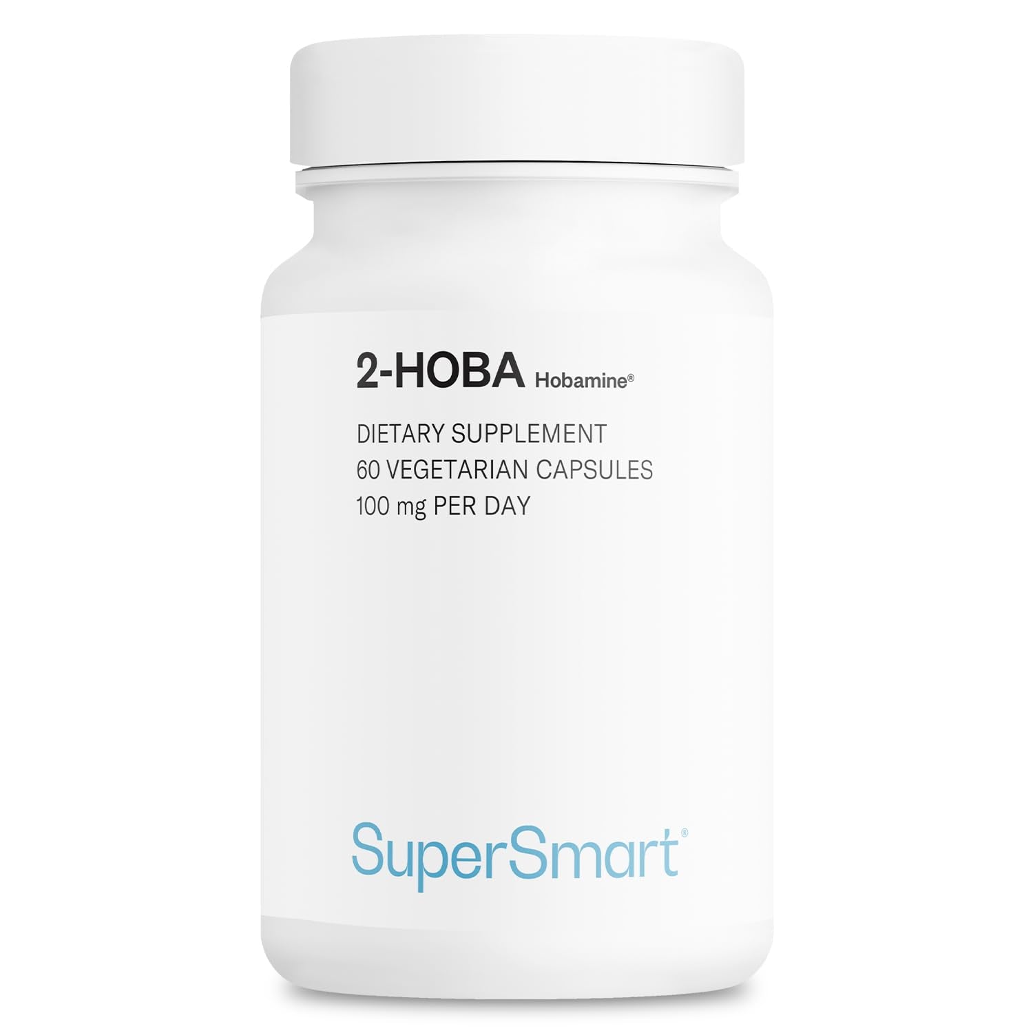 Supersmart 2-HOBA supplement bottle with 60 vegetarian capsules