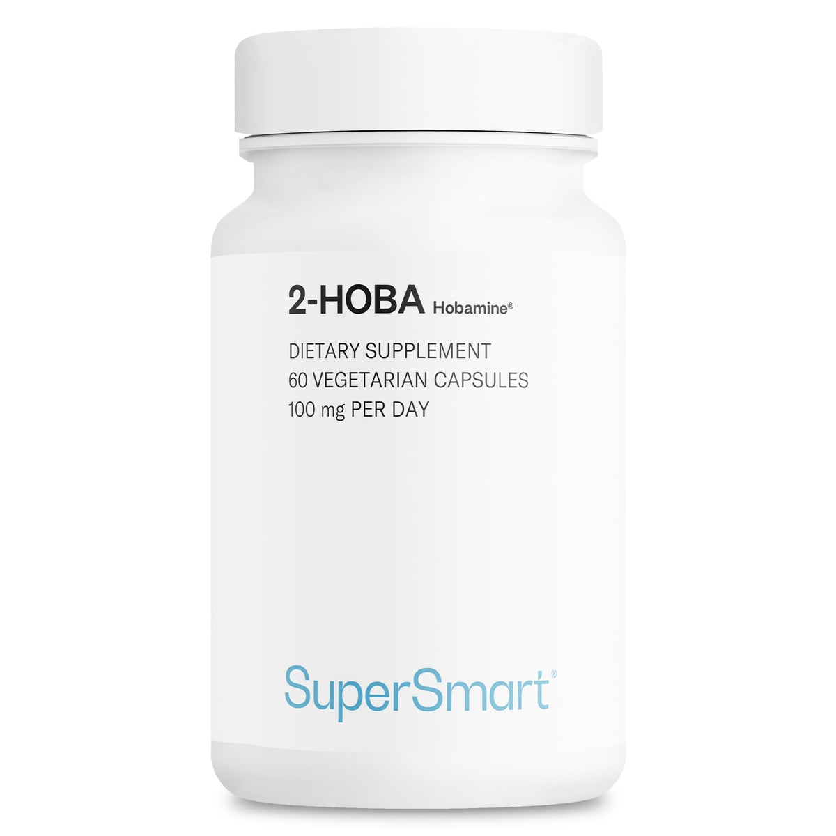Supersmart 2-HOBA supplement bottle with 60 vegetarian capsules