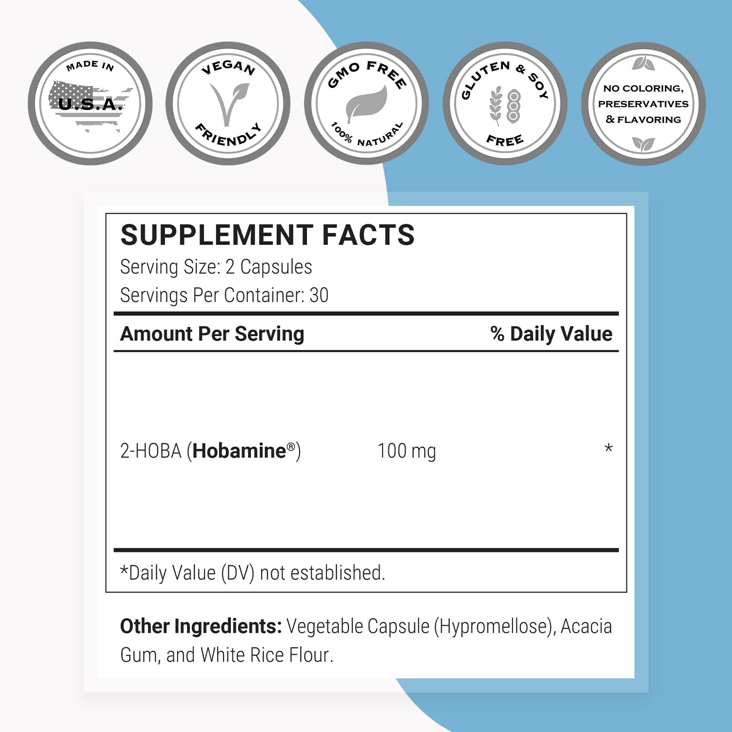 Ingredient list for Supersmart 2-HOBA 60 capsules