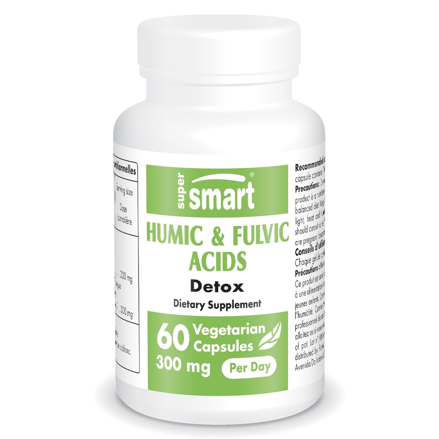Bottle of Supersmart Humic & Fulvic Acid supplement with 60 vegetarian capsules