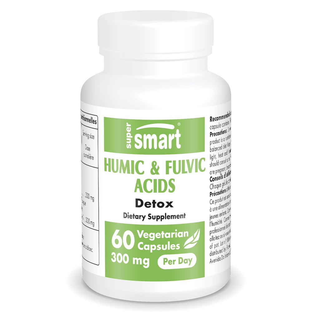 Bottle of Supersmart Humic & Fulvic Acid supplement with 60 vegetarian capsules