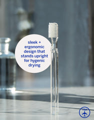 Five tufted rows of DuPont soft nylon bristles on Supersmile toothbrush