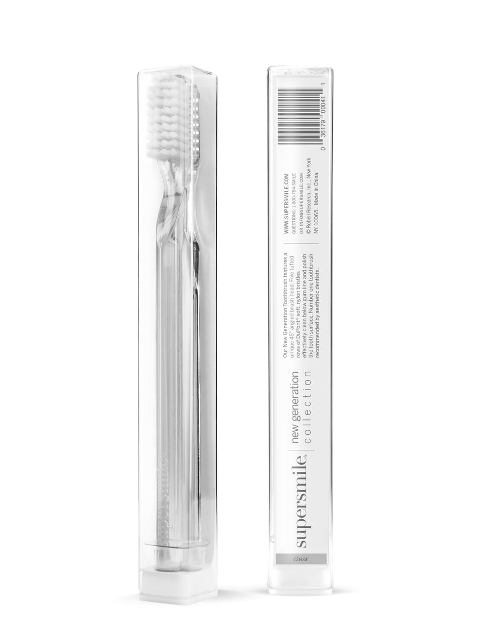 Close-up of 45° angled brush head on Supersmile toothbrush