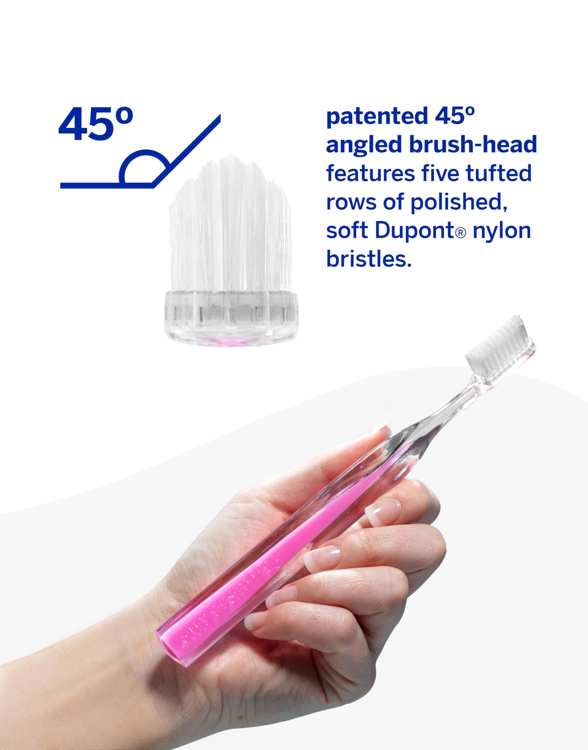 Side view of Supersmile Crystal Toothbrush Pink Diamond