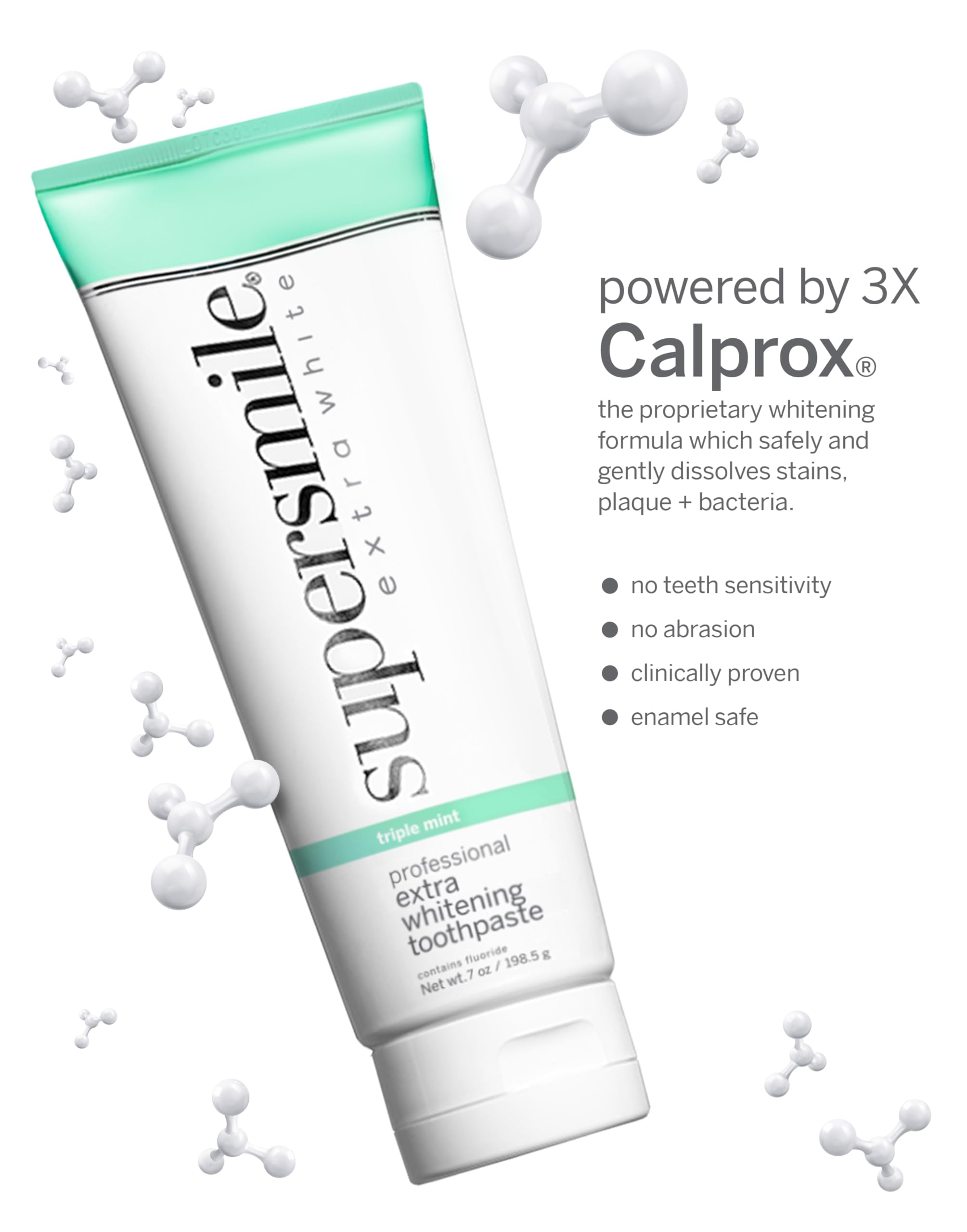 Supersmile toothpaste packaging with triple mint branding (side view)