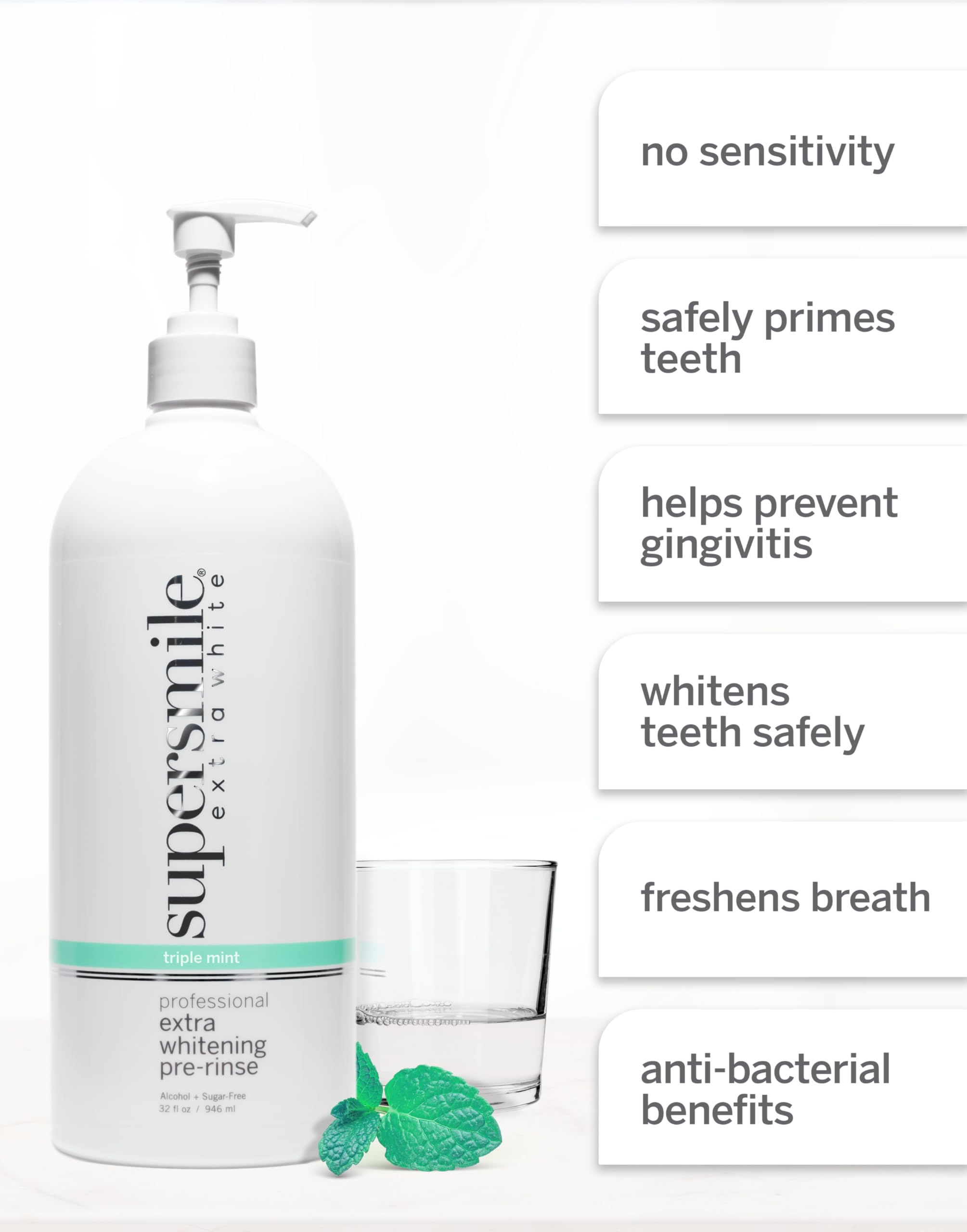 Branded Supersmile Pre-Rinse bottle on a clean surface