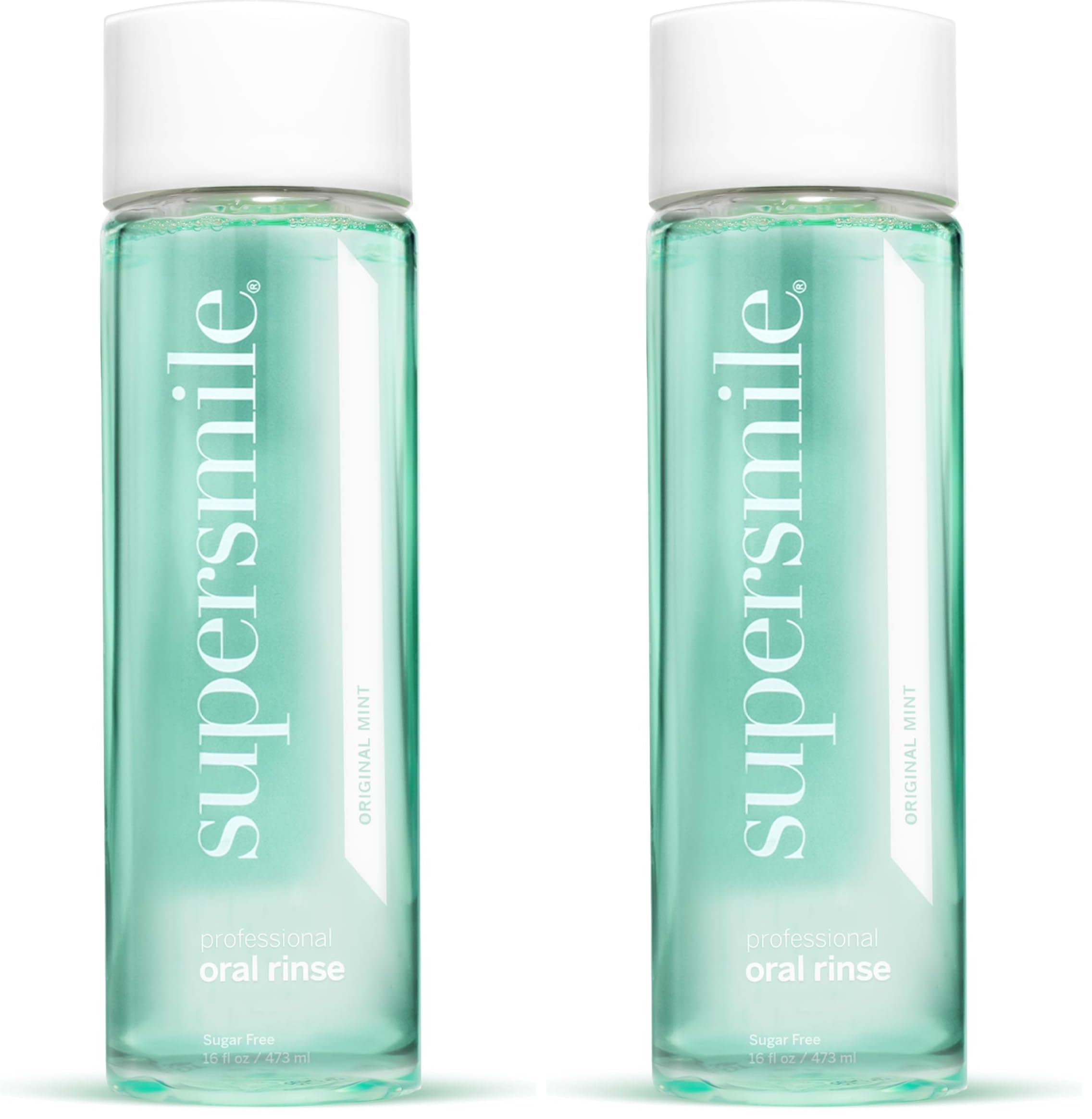 Front view of Supersmile Oral Rinse Mouthwash bottle in mint flavor
