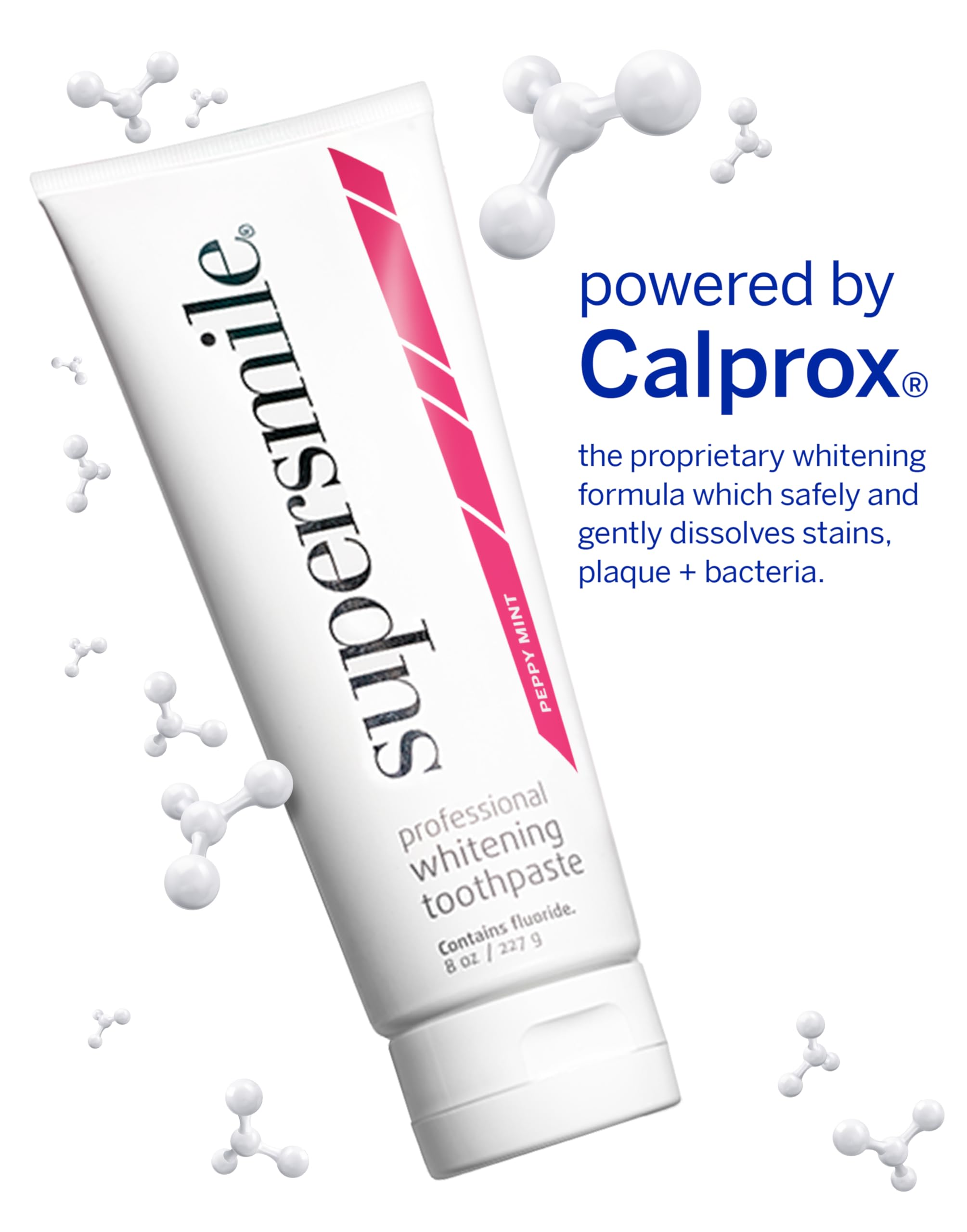 Close-up of Supersmile Peppy Mint Whitening Toothpaste label