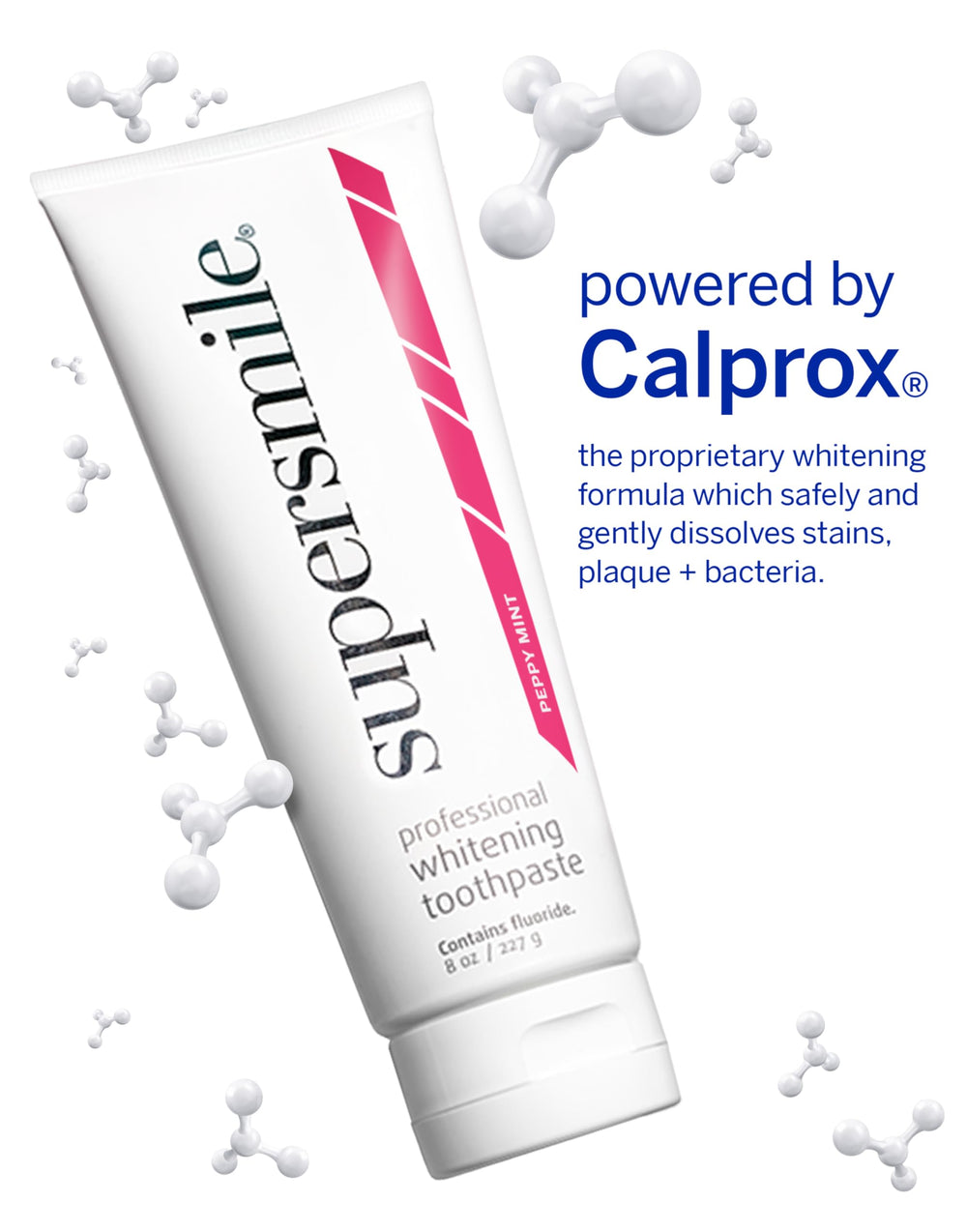 Close-up of Supersmile Peppy Mint Whitening Toothpaste label