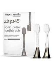 Two-pack box of Supersmile charcoal replacement brush heads for Zina45 Sonic Pulse