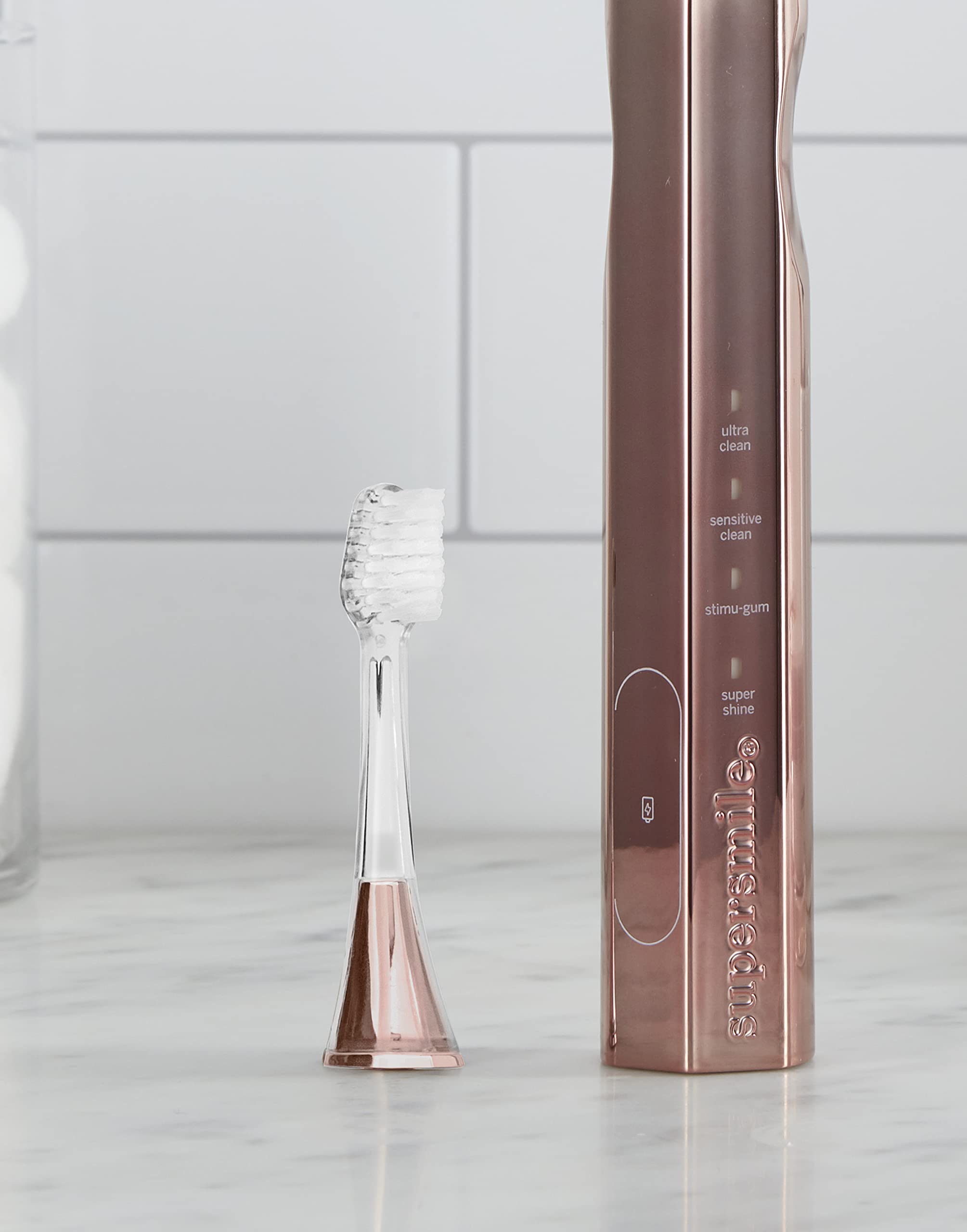 Rose gold Zina45 replacement heads compatible with Sonic Pulse Toothbrush