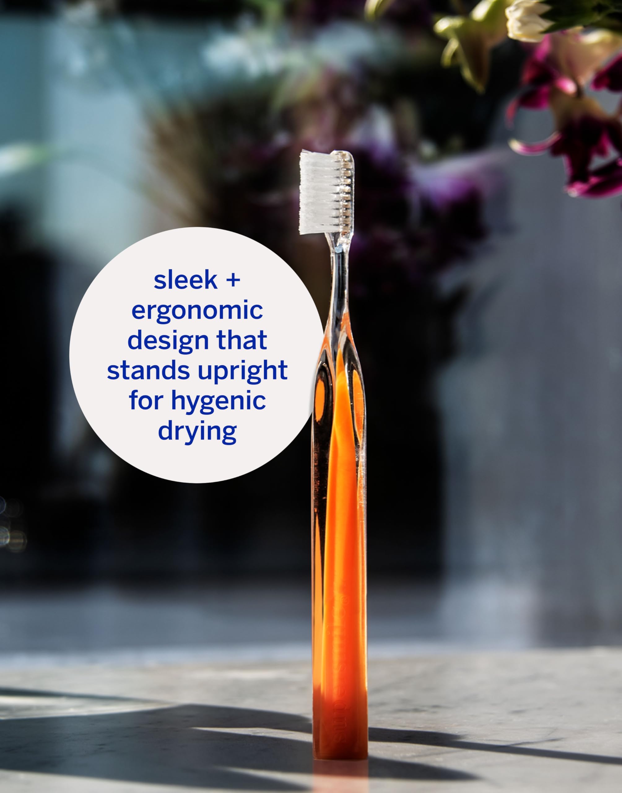 Ergonomically weighted lucite handle for better grip
