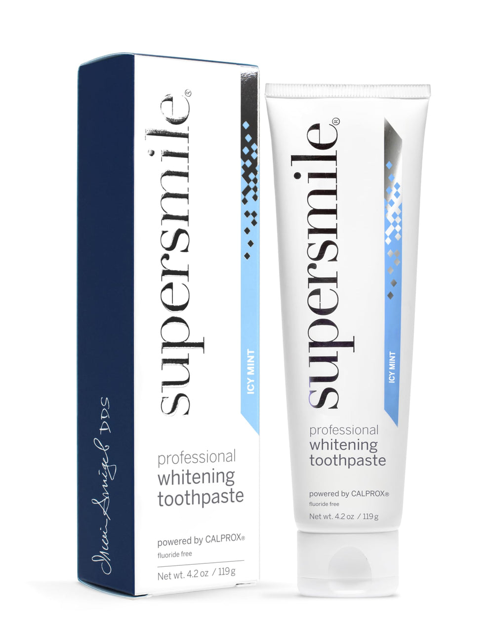 Front view of Supersmile ICY Mint Fluoride-Free Whitening Toothpaste 4.2 oz
