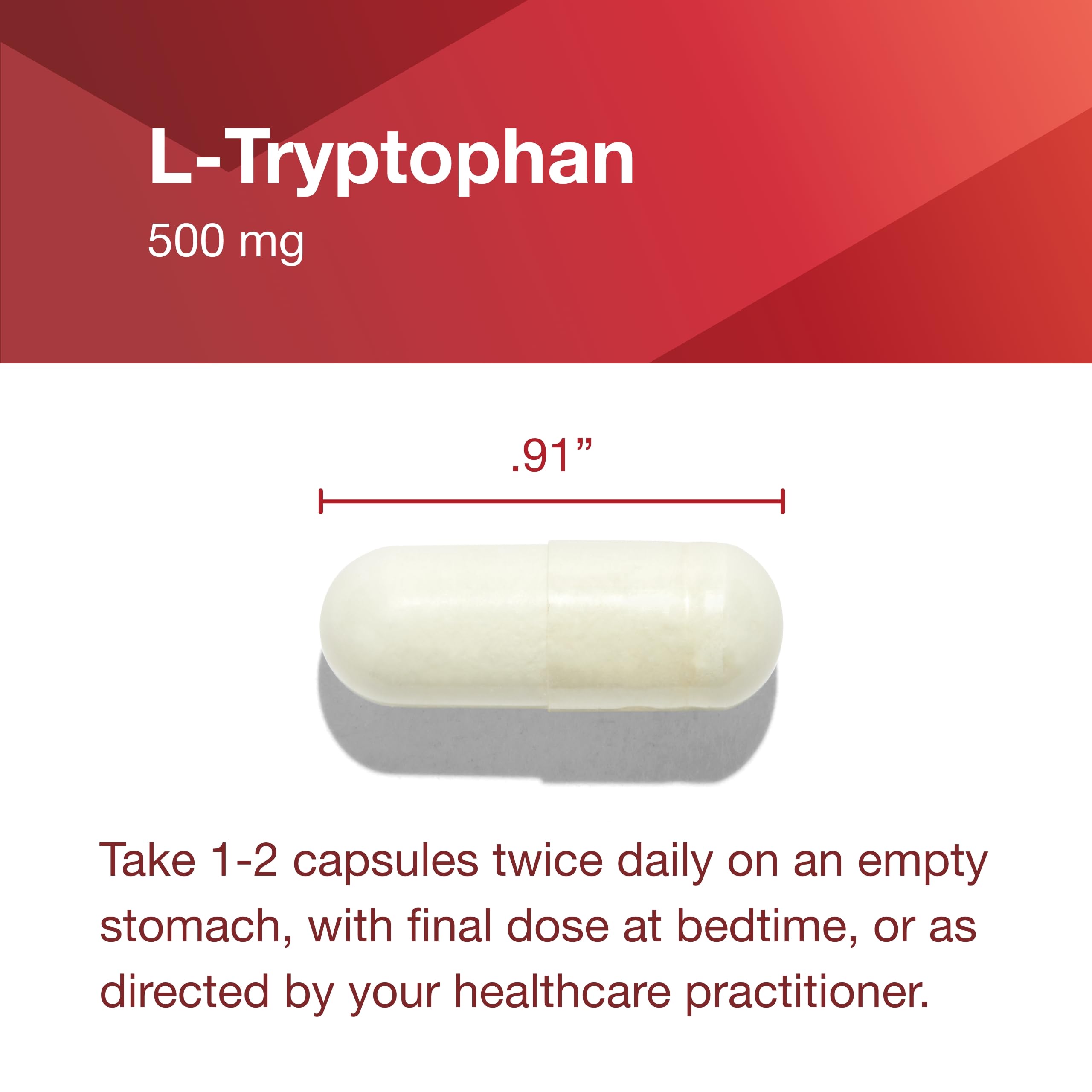 Supplement facts panel for L-Tryptophan 500mg