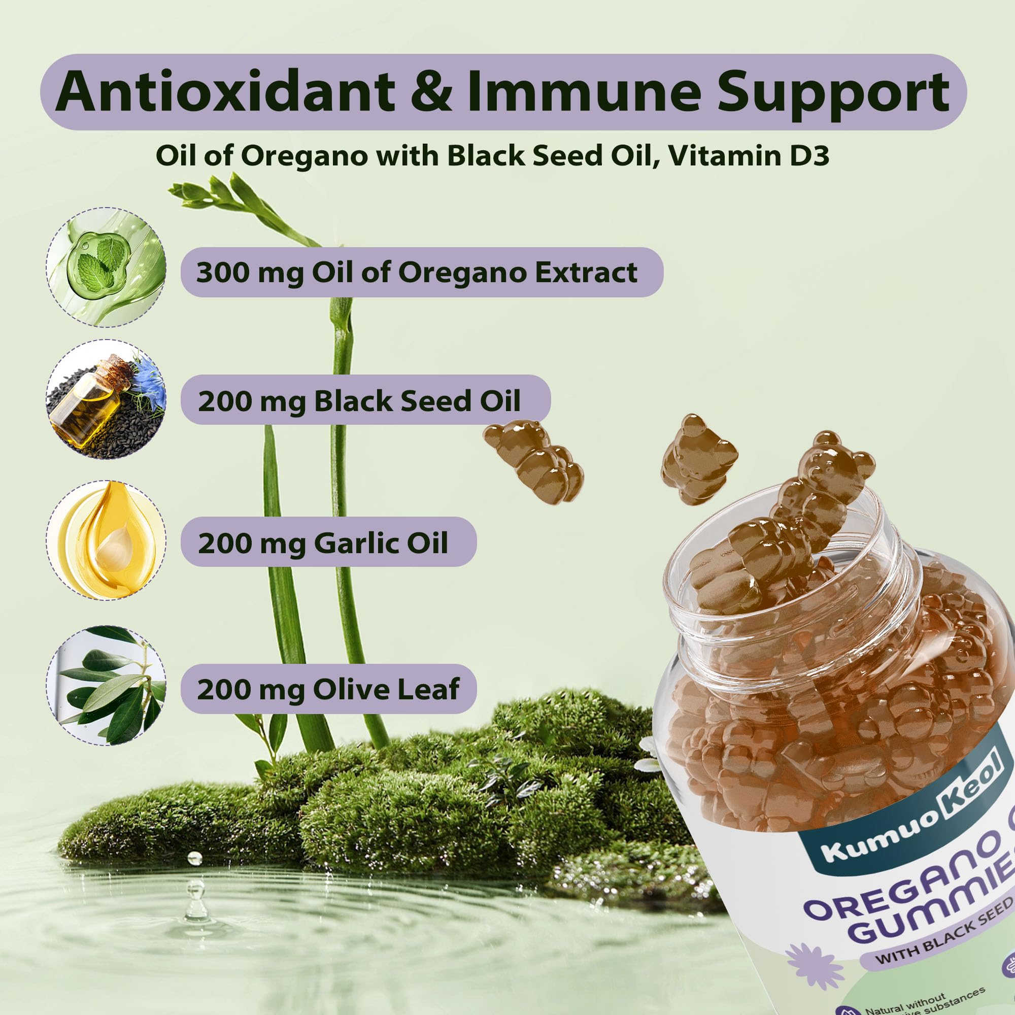 Gummies blended with Elderberry, Olive Leaf, Zinc, Vitamin D3 and Vitamin E