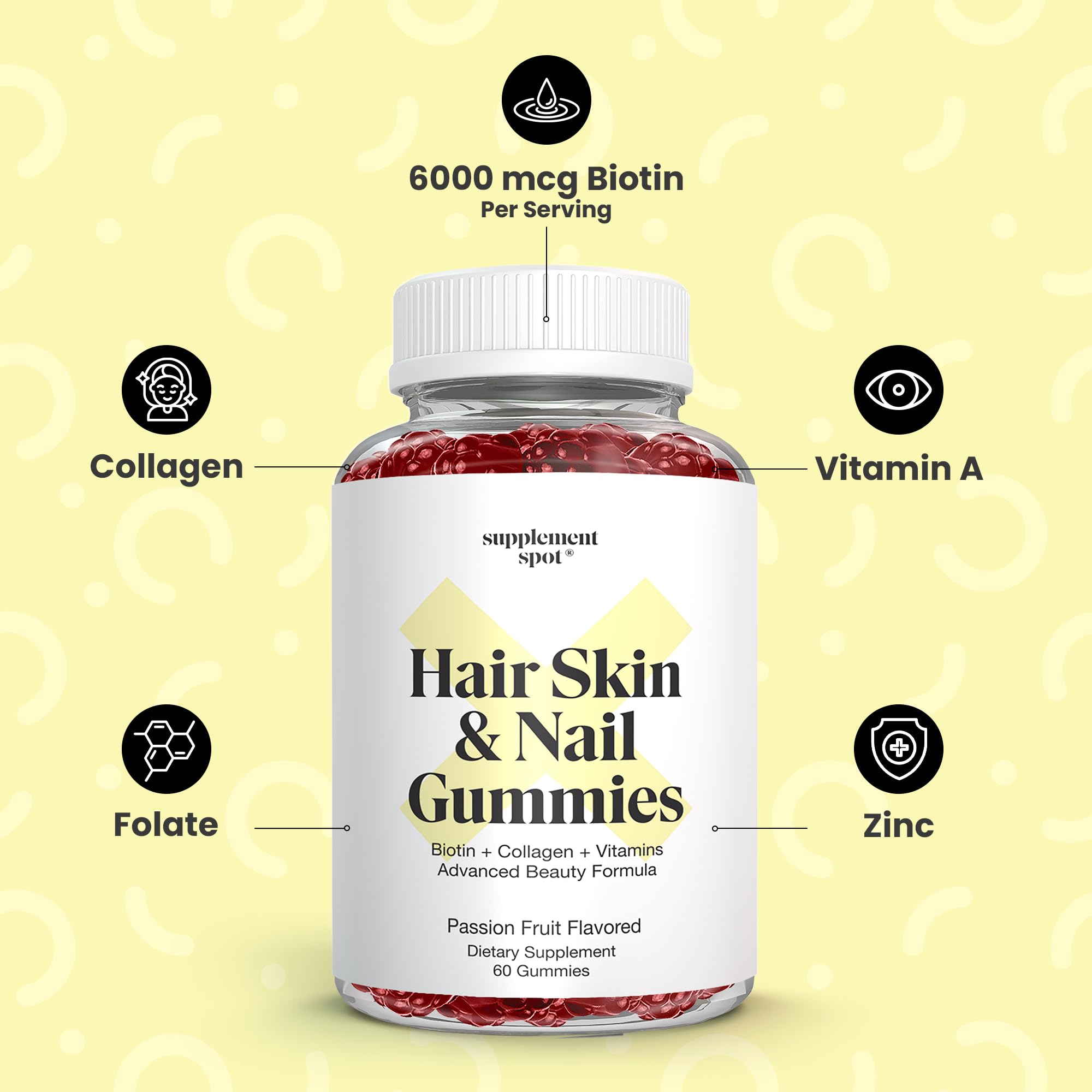 Passion fruit flavored hair skin and nails gummies