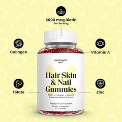Passion fruit flavored hair skin and nails gummies
