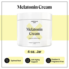Front view of Melatonin Sleep Cream jar with label