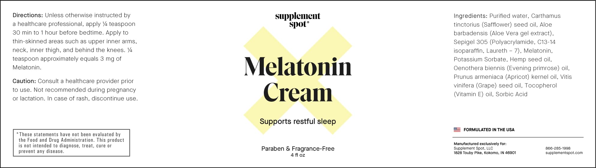 Paraben-free and fragrance-free icons for Melatonin Sleep Cream